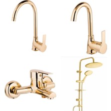 Emir Altın Mutfak Lavabo Banyo Set, 4 Parça