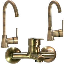 Emir Antik Mutfak Lavabo Banyo Set, 3 Parça