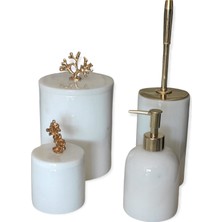 Polen Stone Afyon Beyazı 4'lü Set Gold Aksesuarlı