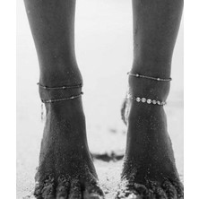 X-lady Accessories X-lady Gümüş Renkli Minik Pullu Zincir Halhal Kadınlar İçin 4'lü Takım