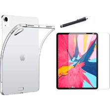 Fibaks Apple iPad 7. Nesil 10.2 Tablet Kılıf + Ekran Koruyucu + Kalem Süper Silikon Şeffaf