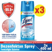 Lysol Dezenfektan Sprey Temizliğin Esintisi 3'lü, Yüzeyler için, 3x400 ml