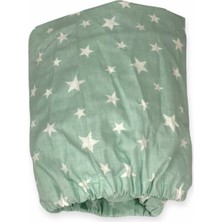 Bebek Özel Pamuklu Bebek ve Çocuk Lastikli Çarşaf Yeşil Zemin Beyaz Yıldızlı 40 x 80 cm