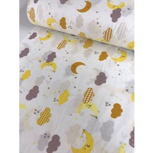 Pamuklu Bebek ve Çocuk Lastikli Çarşaf Sarı Tatlı Bulutlar 60X160