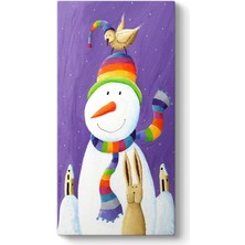 Tabloshop Renkli Şapkalı Kardan Adam Tablo