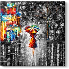 Tabloshop Yağmurda Şemsiye Tutan Kadın Tablosu