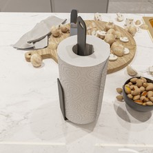 Lamizon Pratik Yapışkanlı Tasarım Dikey Kağıt Havlu Rulo Tutucu Siyah