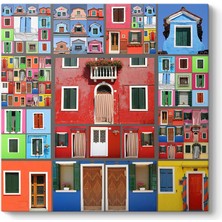 Tabloshop Renkli Evler Tablosu