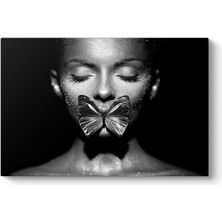 Tabloshop Kelebekli Işıltılı Kadın Tablosu