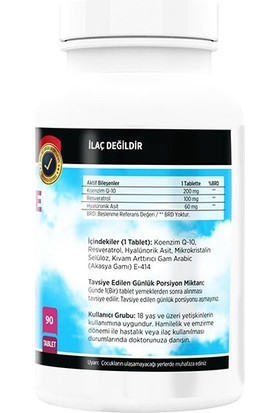 Bluewell Flx Coenzyme Q-10 200 Mg Hyoluronic Acid Resveretrol 90 Tablet