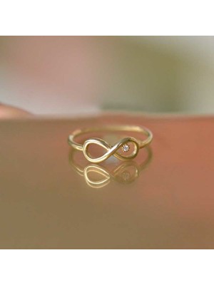 Engingold 14 Ayar Altın Taşlı Sonsuzluk Yüzük