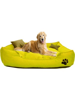 Mavi Vitrin Evcil Hayvan & Büyük Irk Large Köpek Yatağı Yıkanabilir Kumaş Pati Işlemeli 80 x 100 cm