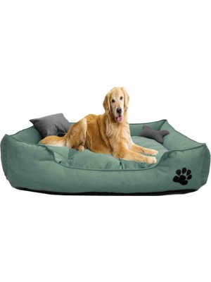 Mavi Vitrin Evcil Hayvan & Büyük Irk Large Köpek Yatağı Yıkanabilir Kumaş Pati Işlemeli 80 x 100 cm