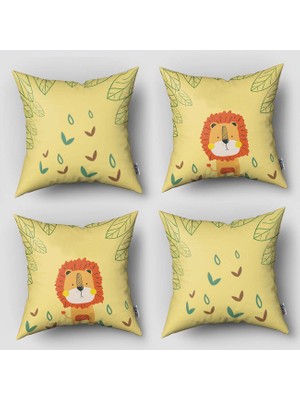 instababyrooms Çift Taraflı Dekoratif 43CM x 43CM Bebek Çocuk Odası 4 Lü Kırlent Kılıfı Model 087