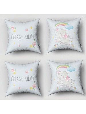 instababyrooms Çift Taraflı Dekoratif 43CM x 43CM Bebek Çocuk Odası 4 Lü Kırlent Kılıfı Model 173