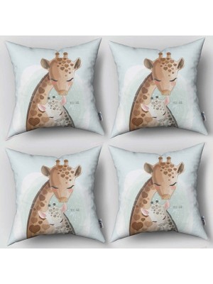 instababyrooms Çift Taraflı Dekoratif 43CM x 43CM Bebek Çocuk Odası 4 Lü Kırlent Kılıfı Model 189