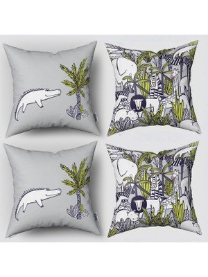 instababyrooms Çift Taraflı Dekoratif 43CM x 43CM Bebek Çocuk Odası 4 Lü Kırlent Kılıfı Model 256