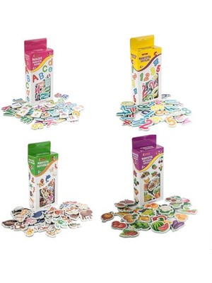 Hobialem Manyetik 4 Lü Set, Harfler, Sayılar, Hayvanlar, Meyveler, Eğitici Magnet