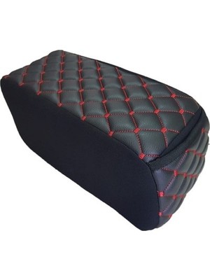 Tegin Fiat Albea 2002 ve Sonrası Kolçak Kol Dayama Üniversal Siyah Deri Kırmızı Desen