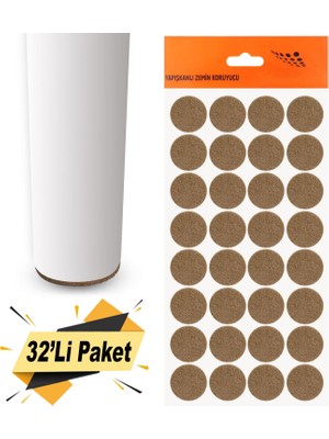 BADEM10 Yapışkanlı Mobilya Masa Sandalye Parke Zemin Ayak Koruyucu Kaydırmaz Keçesi 24 Mm (32'Lİ PAKET)
