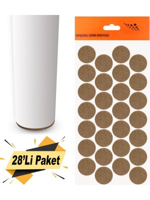 BADEM10 Yapışkanlı Mobilya Masa Sandalye Parke Zemin Ayak Koruyucu Kaydırmaz Keçesi 28 Mm (28'Lİ PAKET)