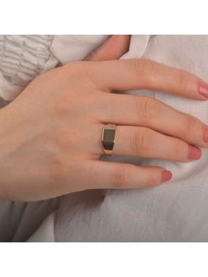 Engingold 14 Ayar Altın Geometrik Sade Yüzük