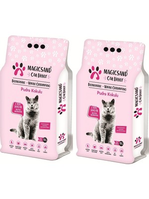 Magicsand Bebe Pudra Kokulu Topaklanan Kedi Kumu %100 Doğal Bentonit 2X10LITRE