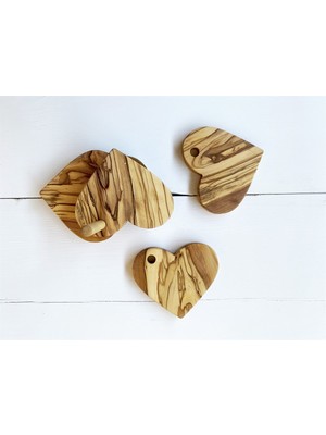 Zethome Zeytin Ahşap Kalp Formlu Bardak Altlığı Seti
