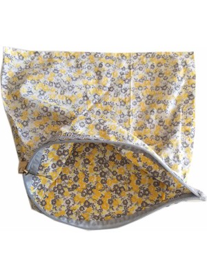 Angel Çanta Aksesuar 28X28 cm Dikilmiş Fermuarlı Astar Sarı Çiçek Desen