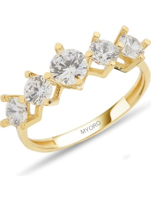 MYOROGOLD 8 Ayar Altın Beştaş Yüzük