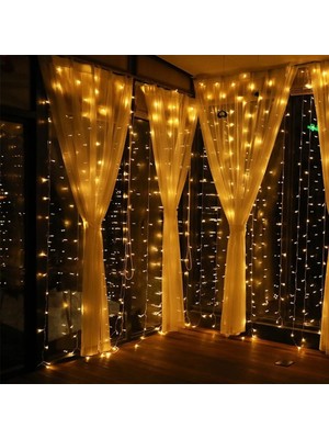 Trendpoint 3x2 Metre Perde LED Animasyonlu 12 Saçaklı 240 Ledli Fişli Eklenebilir 8 Fonksiyonlu