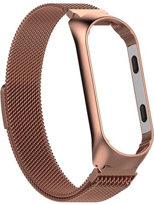 Dlrcase Xiaomi Mi Band 4 Kordon Hasır Metal Kordon Bronz