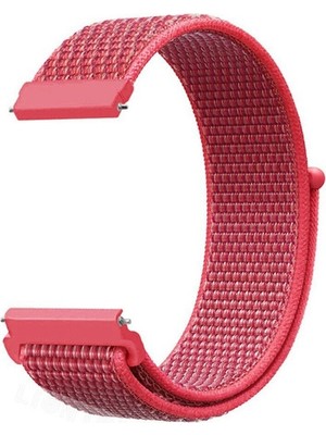 Dlrcase Google Ticwatch S2 Wear Os Kordon Cırtcırt Kumaş Ayarlanabilir Kırmızı