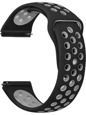 Dlrcase Google Ticwatch S2 Wear Os Kordon Delikli Çift Renk Silikon Antrasit