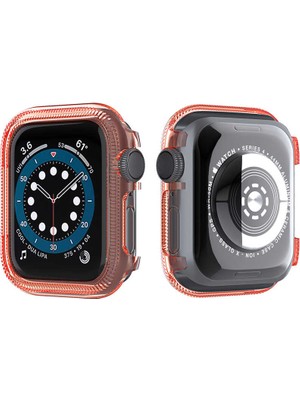 Dlrcase Apple Watch Uyumlu Series 3 4 5 6 42MM Kordon Önü Arkası Açık Renkli Silikon Bronz