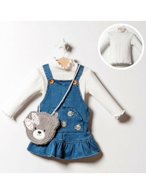 Elada Moda Kız Çocuk Kot Elbise (Denim Dress) (Elbise-Body-Çanta)
