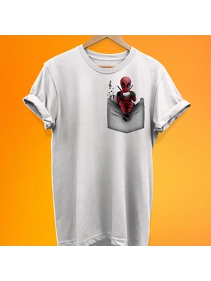Remonz Deadpool Cep Baskılı %100 Pamuk Oversize T-Shirt Büyük Beden Tişört