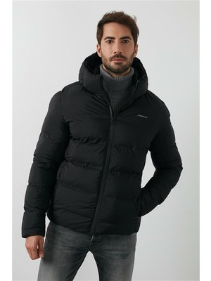 Lumberjack Nolan Coat Erkek Şişme Mont Parka Siyah V2