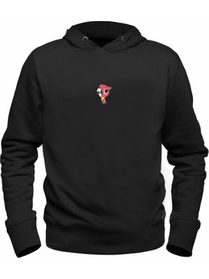 Alfa Tshirt Animal Papağan Tasarımlı Siyah Sweatshirt