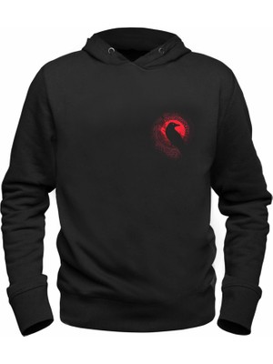 Alfa Tshirt Vikings Resimli  Baskılı Siyah Sweatshirt