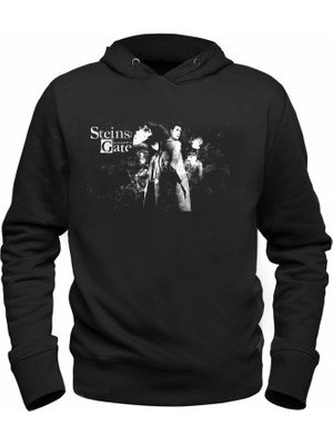 Alfa Tshirt Steins;gate Baskılı Siyah Sweatshirt