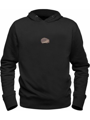 Alfa Tshirt Animal Kirpi  Baskılı Siyah Sweatshirt