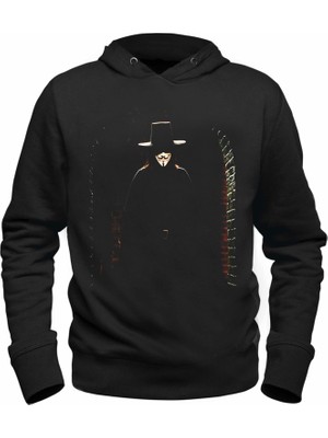 Alfa Tshirt V For Vendetta Resimli  Baskılrı Siyah Sweatshirt