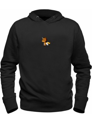 Alfa Tshirt Animal Unicorn Baskılı Siyah Sweatshirt