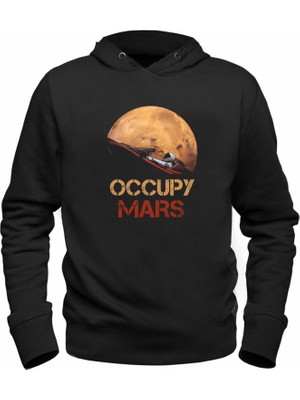 Alfa Tshirt Space x Resimli  Baskılı Siyah Sweatshirt