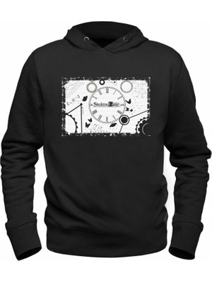 Alfa Tshirt Steins;gate Baskılı Siyah Sweatshirt