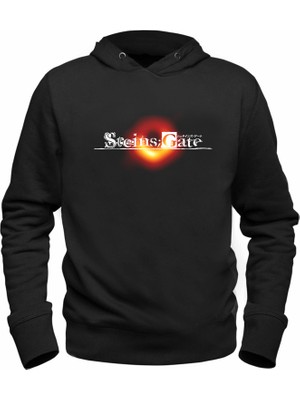 Alfa Tshirt Steins;gate Baskılı Siyah Sweatshirt