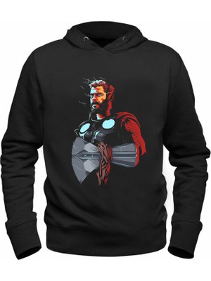 Alfa Tshirt Thor Mjolnir Tasarımlı Resimli Hammer Siyah Sweatshirt
