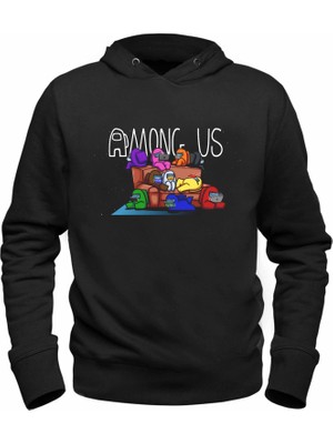 Alfa Tshirt Among Us Resim Baskılı Siyah Sweatshirt