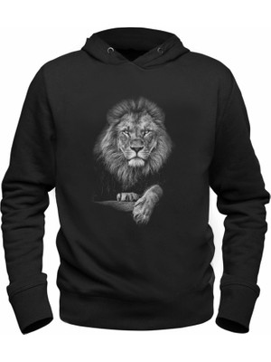 Alfa Tshirt Lion  Baskılı Siyah Sweatshirt
